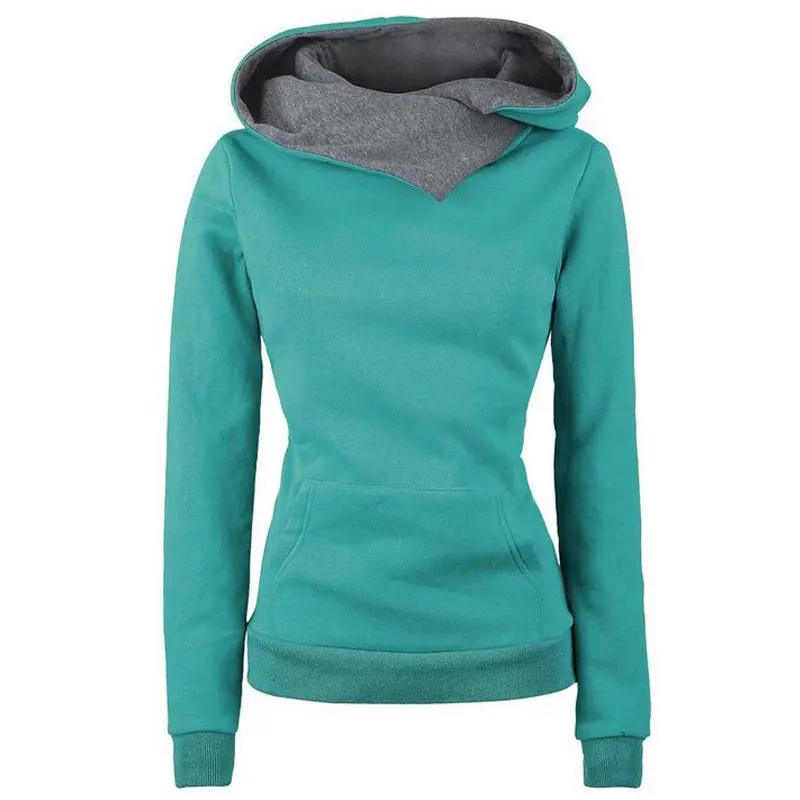 

Women Top For Autumn And Winter Sweatshirts Long Sleeve Pullover Bicolor Hoodies Turn-down Collar Solid Sweatshirt S-xxl