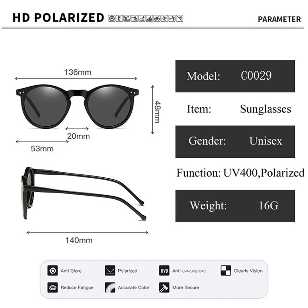 2023 Polarized Sunglasses Men Women Brand Designer Retro Round Sun Glasses Vintage Male Female Goggles UV400 Oculos Gafas De Sol images - 6