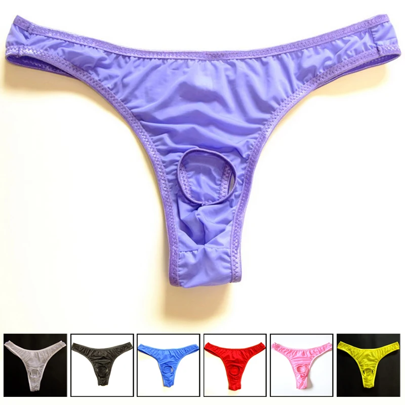 

2019 Open Mens Pouch Thong Sexy Lingerie G-String Underwear Translucent Ice Silk T-back Elastic mens underwear gay jockstrap