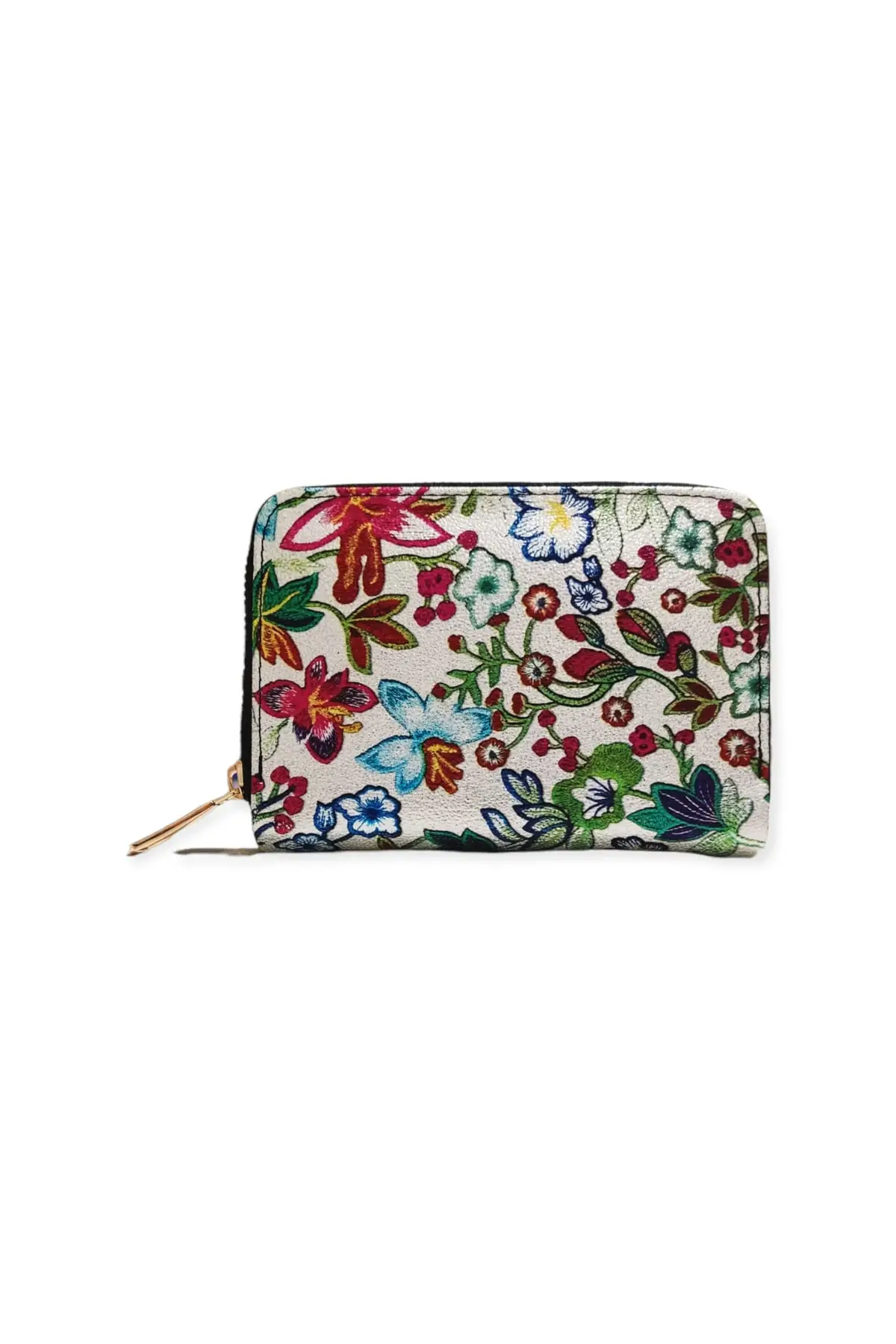 

Women's Wallet White Floral pattern Zipper Faux Leather Luxury Design Fashion Coin Purse Card Holder Wallet