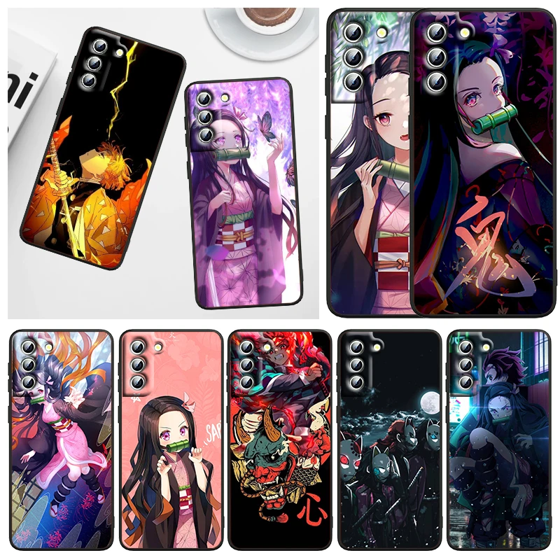 

Demon Slayer Animation Phone Case For Samsung Galaxy S23 S22 S21 S20 FE S10 S10E S9 Plus Ultra Pro Lite 5G Black FUnda