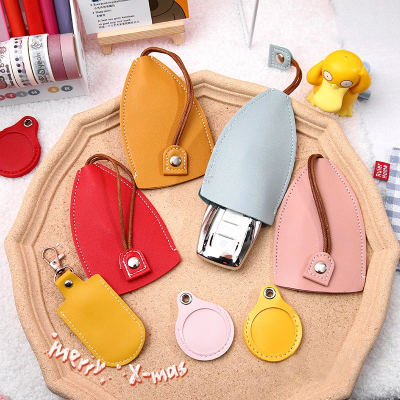 

1PC PU Key Bag Solid Color Key Protector Car Key Holder Household Lock Universal Bag Cute Key Bag Cover Key Organizer