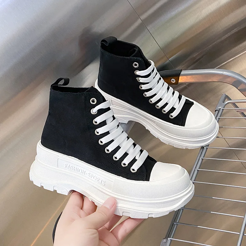 

High Top shoes Platform women's boots Canvas boots lace-up casual boots women's sneakers Men's sneakers