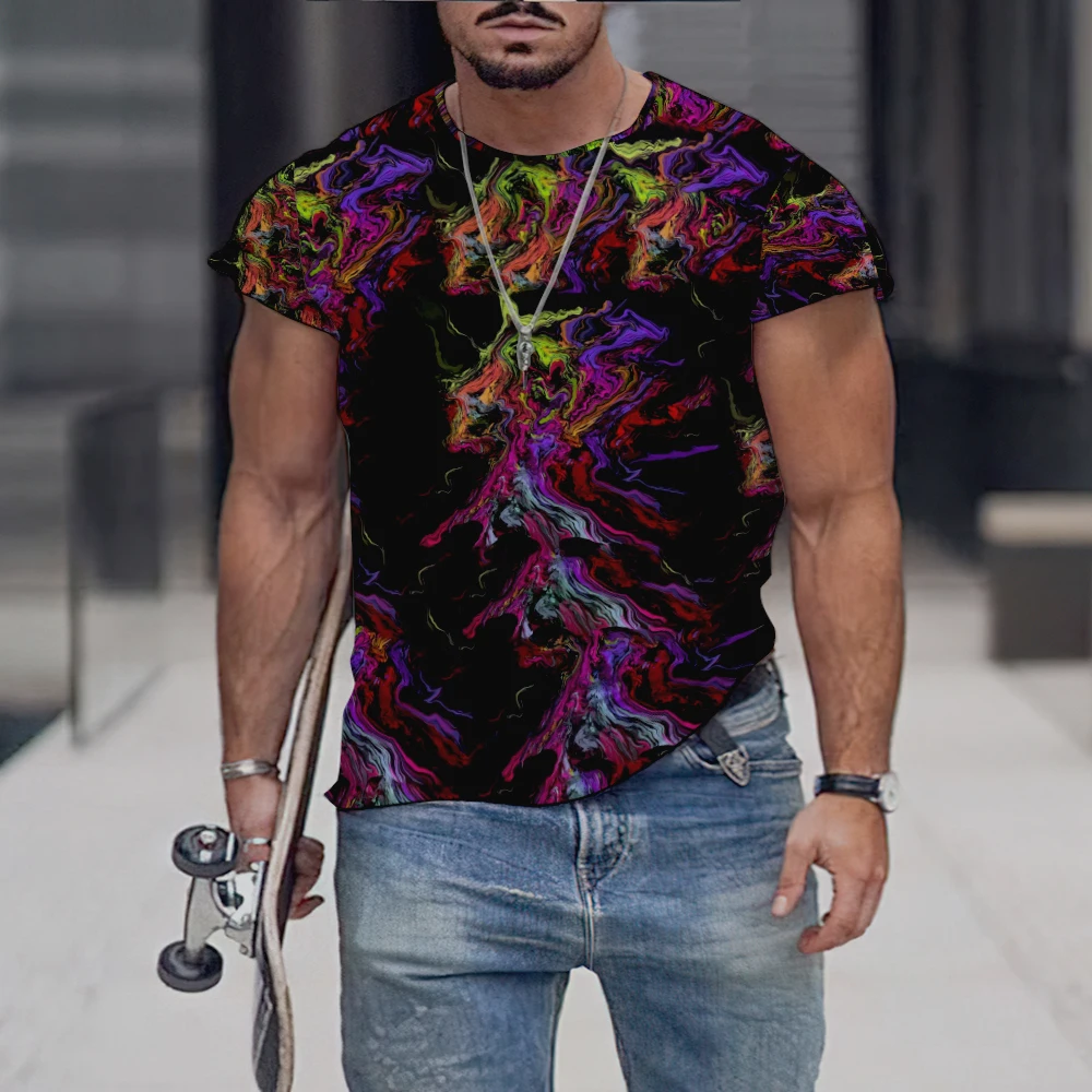 Summer Men's T Shirt For Men Clothing Hip Hop Band Style Tops Y2K Graffiti Maker T-shirt Oversized T-shirt Loose Men Clothing images - 6