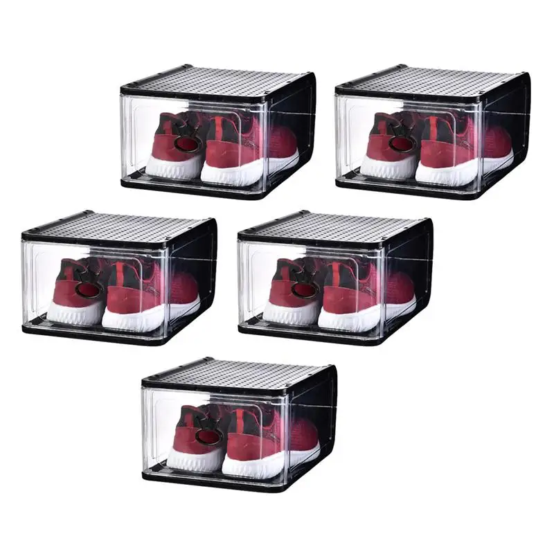 

Съемные коробки для обуви, 5 шт., толстые прозрачные штабелируемые пластиковые контейнеры для хранения обуви, органайзер для дома