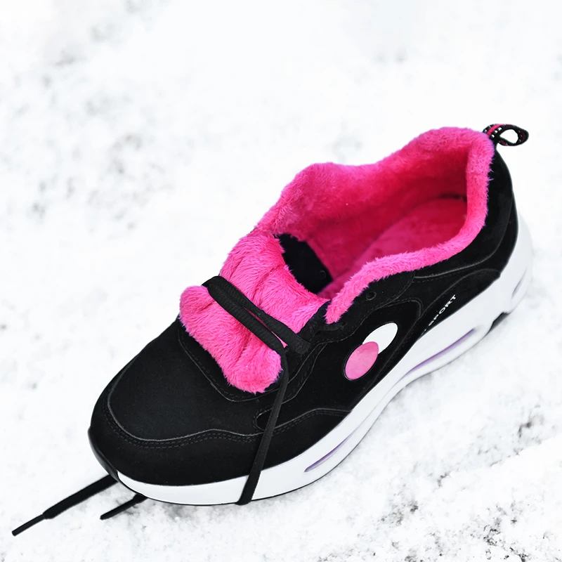Walking Shoes Women Air Cushion Chunky Sneakers Winter Lady Light Leather Keep Warm Casual Shoes
