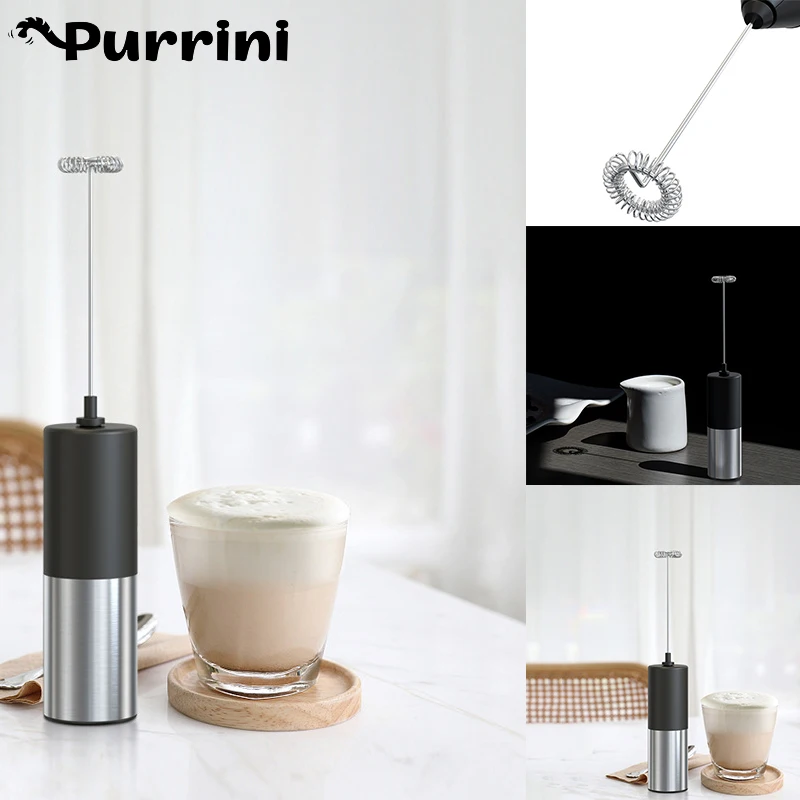 

Electric Milk Frother Handheld Stainless Steel Whisk Mini Drink Mixer Coffee Frothing Wand USB Portable Handheld Foamer High Egg