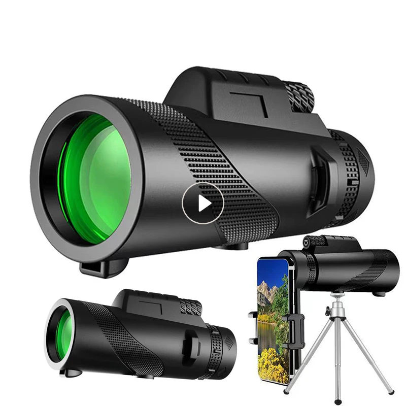 

80X100 HD Monocular Telescope Zoom Tripod Day Night View Camping Cell Phone Clip Phone Camera Zoom Lense For Smartphone Mobile