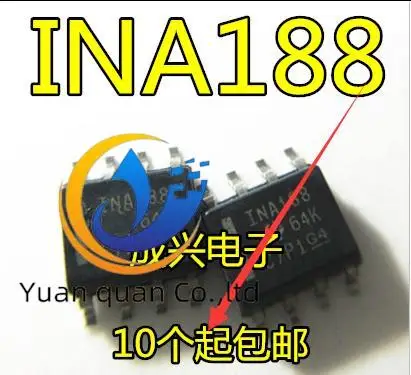 

2pcs original new INA188IDR INA188 SOIC8 Zero Drift Rail to Rail Output Instrument Amplifier