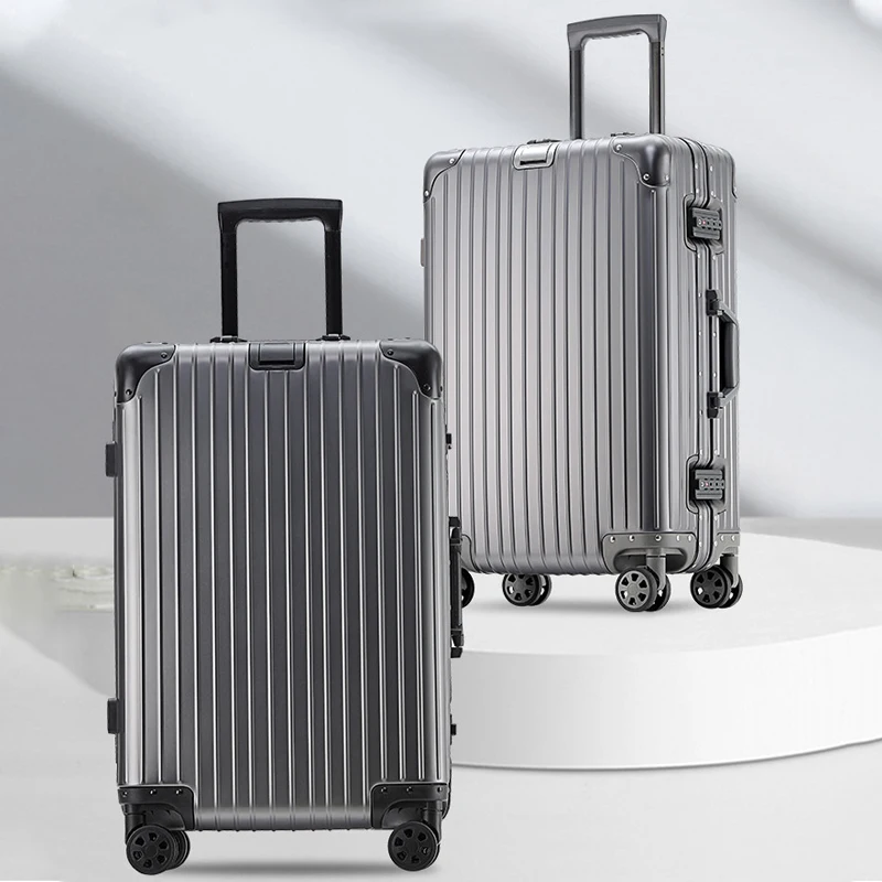 100% полностью алюминиевый чемодан на колесиках из магниевого сплава 20-дюймовая
