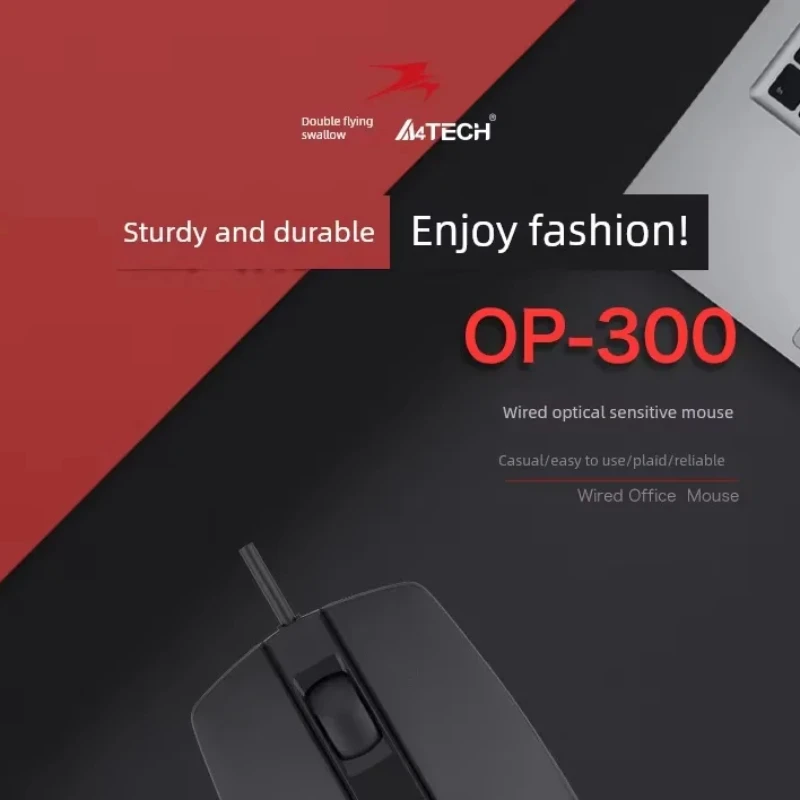 Фото A4Tech OP-300 Проводная оптическая офисная мышь, одномодовая, 3 кнопки, USB, 1200 точек на дюйм, офисная офисная мышь для киберспорта, аксессуары для ноутбуков №2