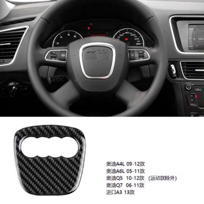 

Car Styling Real Carbon Fiber Steering Wheel Sticker For Audi A4L A6L A3 A5 Q3 Q5 Q7 Interior Accessories