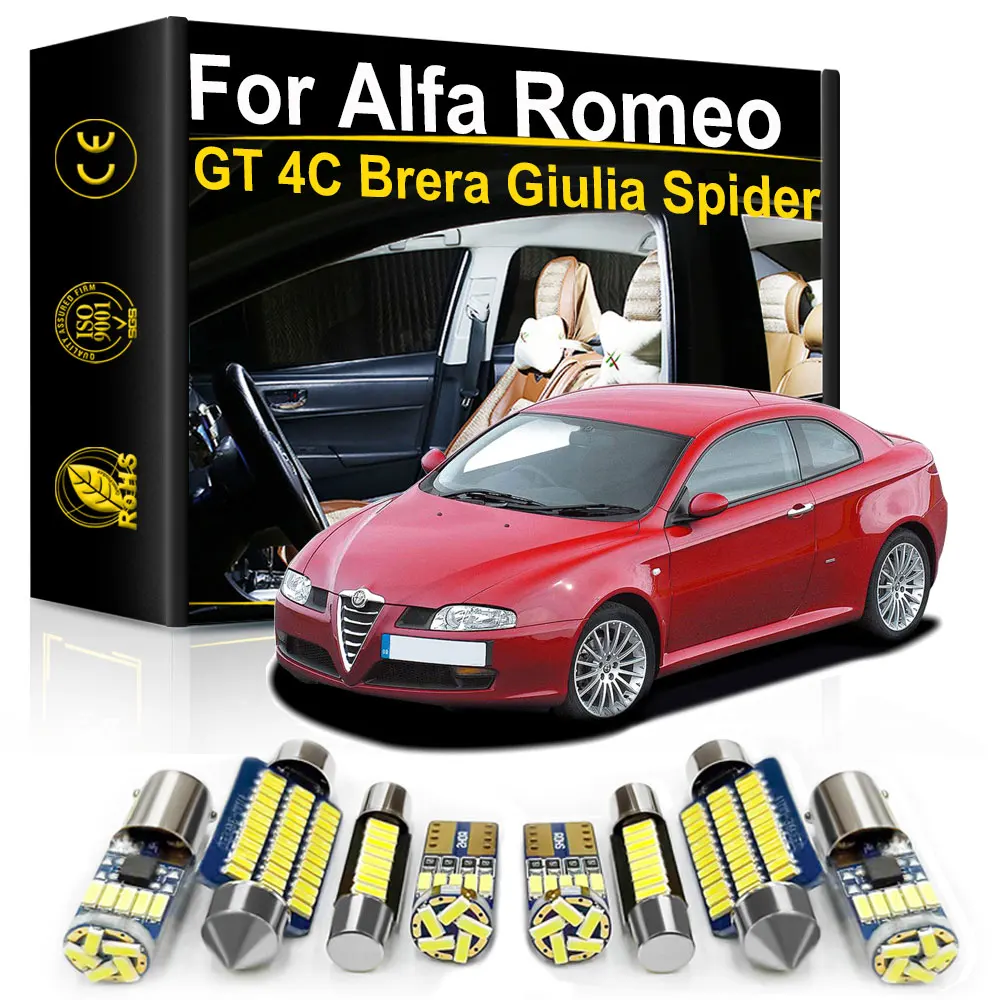 Luz LED Interior para coche, lámpara para Alfa Romeo Giulietta Giulia 159 156 147 166 Mito Brera GT 4C Stelvio Spider 916 939 115 Canbus