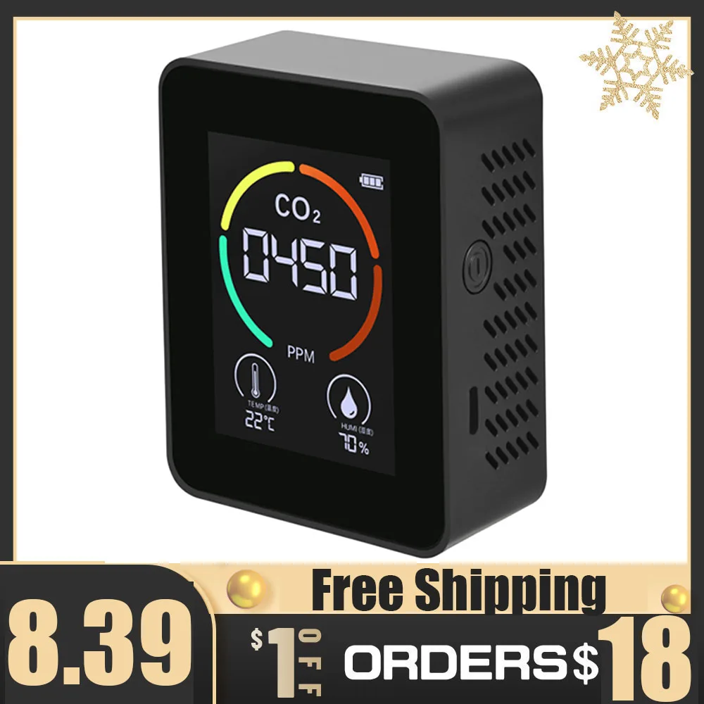 

Детектор углекислого газа, детектор углекислого газа для сельскохозяйственного производства, для теплиц, монитор CO2, черный полупроводнико...