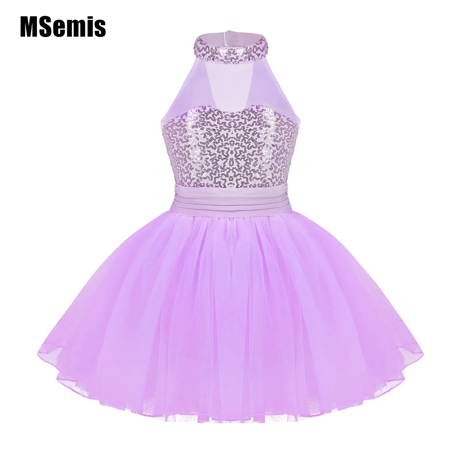

Kids Girls Ballet Tutu Dress Sleeveless Shiny Sequins Mesh Splice Ballet Dance Dress Gymnastics Leotards Jazz Dancing Clothes