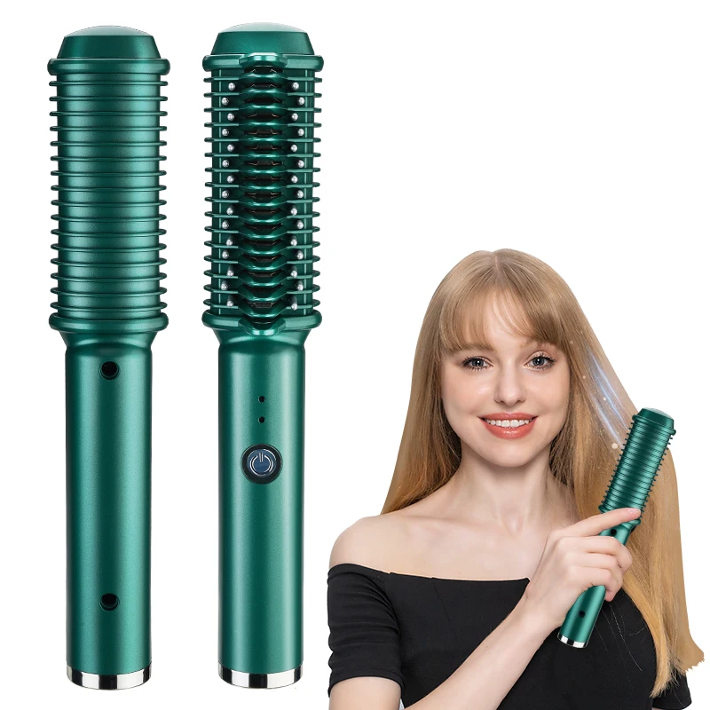 

Hair Straightener Brush 3 in 1 Heating Comb Straightener Electric Hair Straightening and Curly Iron Brush Comb Curler for Women