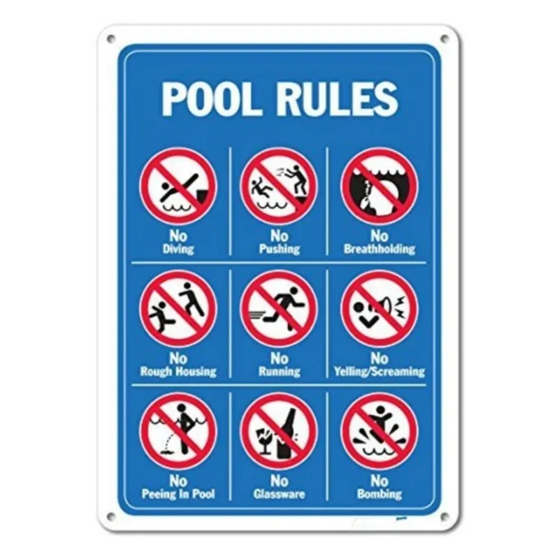 Бассейн правила знаки с графикой-знаки винтажные металлические дорожные