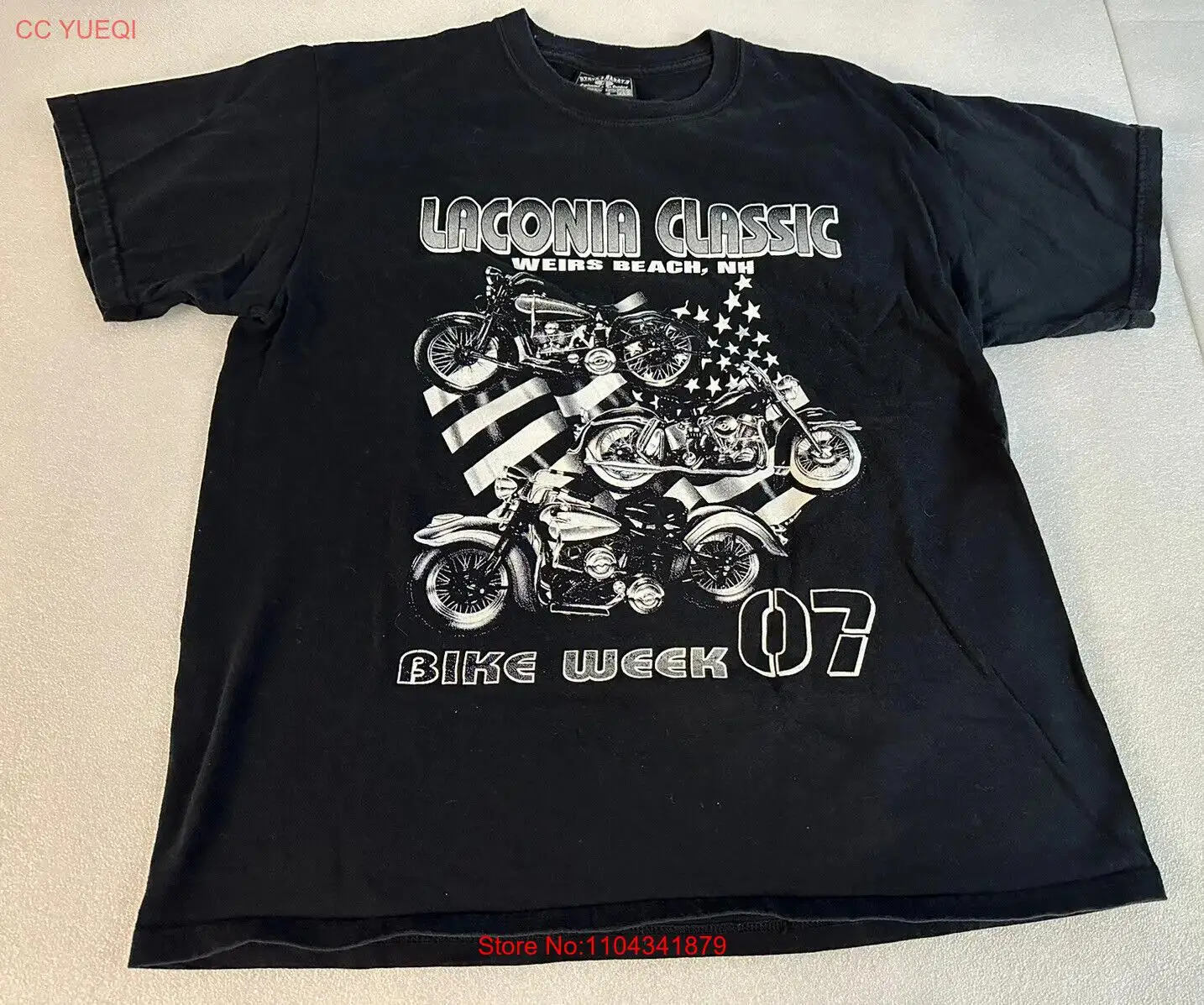 Винтажная ежегодная классическая футболка Laconia NH Weirs Beach Bike Week 2007 черная