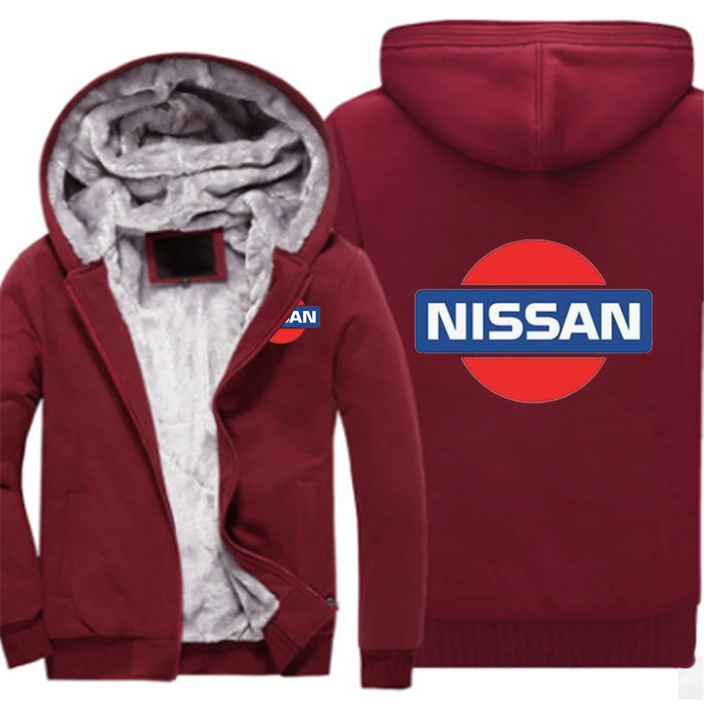 

NEW NISSAN Print Sportwear Male Cotton Flesh Man Casual Coats Warm Tops Hoodies Zipper Thicken Fleece Jackets