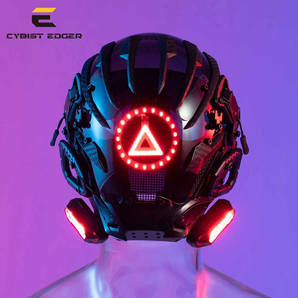 

Cyberpunk Mask Triangle Light & Round Light (Free Wing*2) Fantastic Cosplay SCI-FI Soldier Helmet Halloween Party Gift for Man