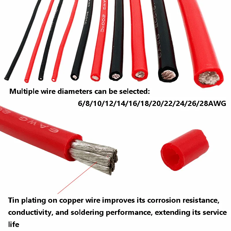 1 шт. силиконовый кабель для автомобильных аккумуляторов 28-18 AWG