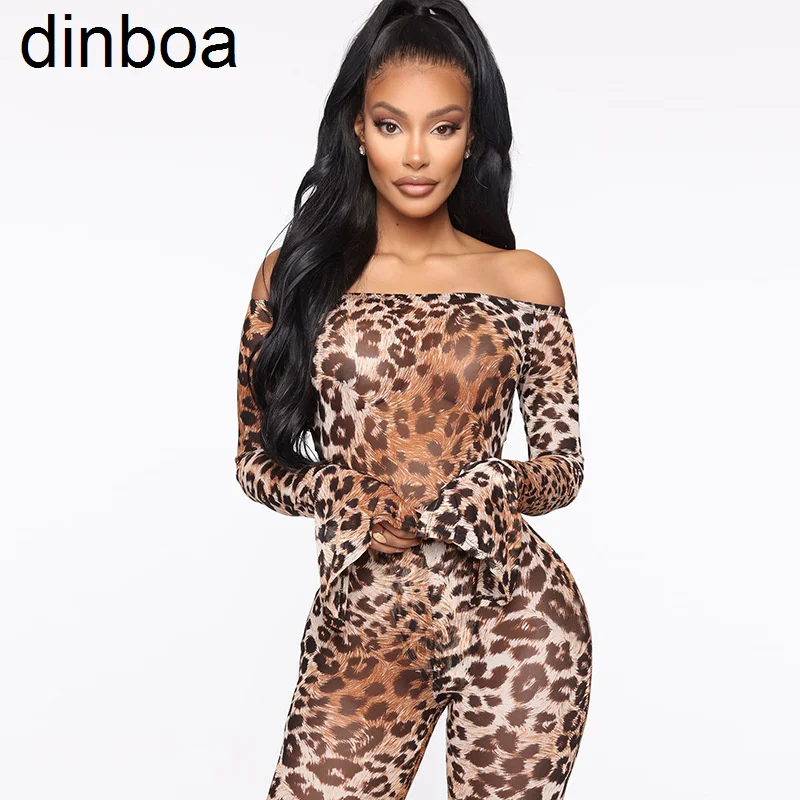 

Dinboa-flared Sleeves Hipster Trousers Leopard Jumpsuits Custom Jumpsuits Bodycon Jumpsuits