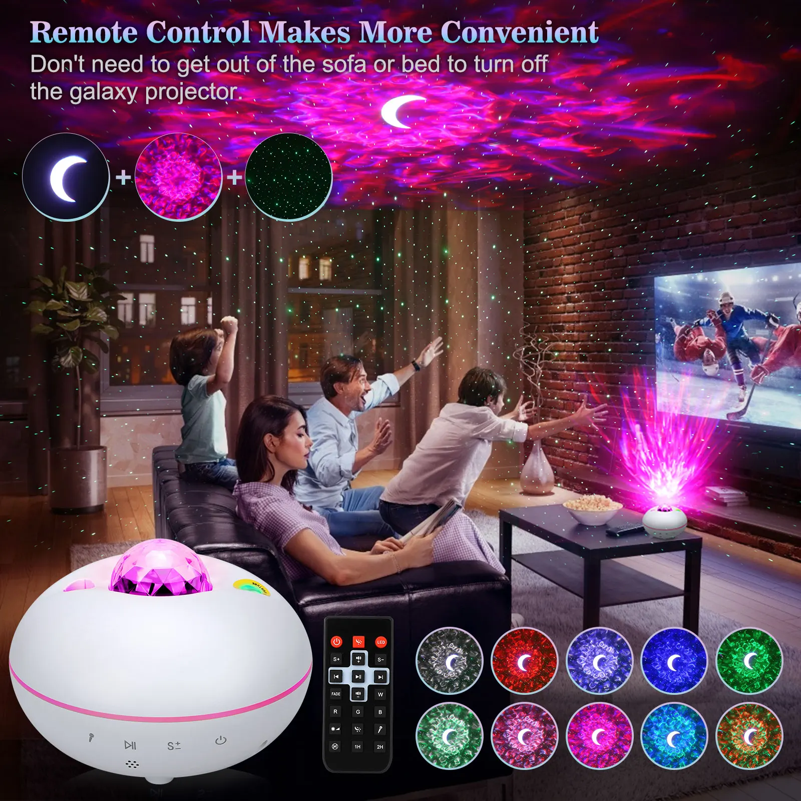 Star Projector Night Light Starry Sky LED Lamp Bluetooth Music Speaker LED Ocean Wave Galaxy Baby Bedroom Decor Projectoion Lamp