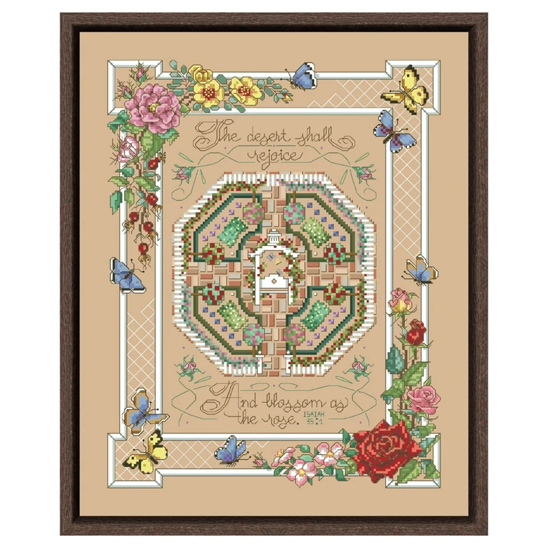 

Rose garden cross stitch kit flower design cotton silk thread 18ct 14ct 11ct linen flaxen canvas embroidery DIY needlework