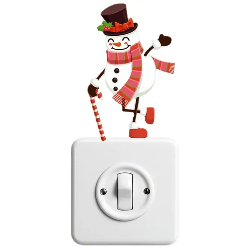 

Santa Claus Snowman Christmas Wall Sticker Living Room Bedroom Switch Home Mural Cartoon Christmas Decoration Wallpaper