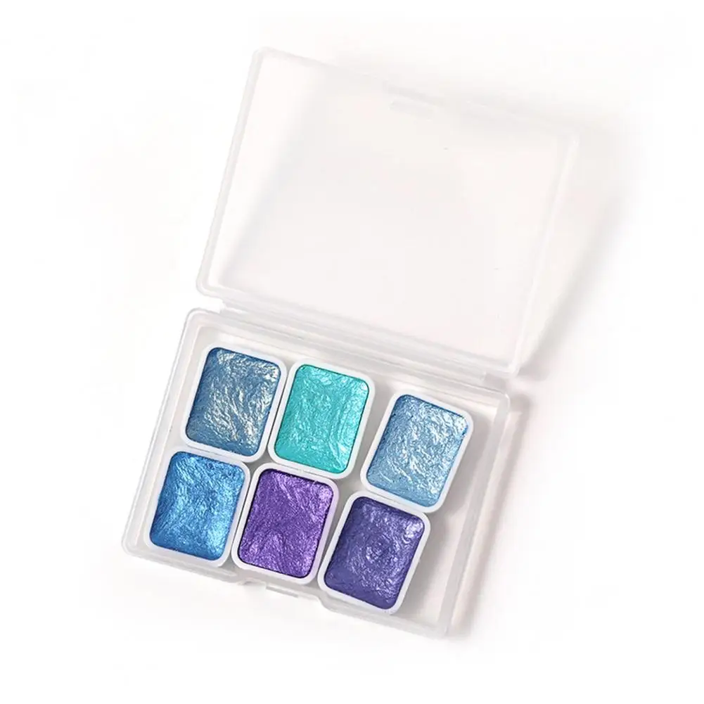 6Pcs/Box 6Pcs Nail Solid Pigment Colorful Nail Art Decor Top Coat Watercolor Metallic Pigment Nail Drawing Polish Nail Supplies