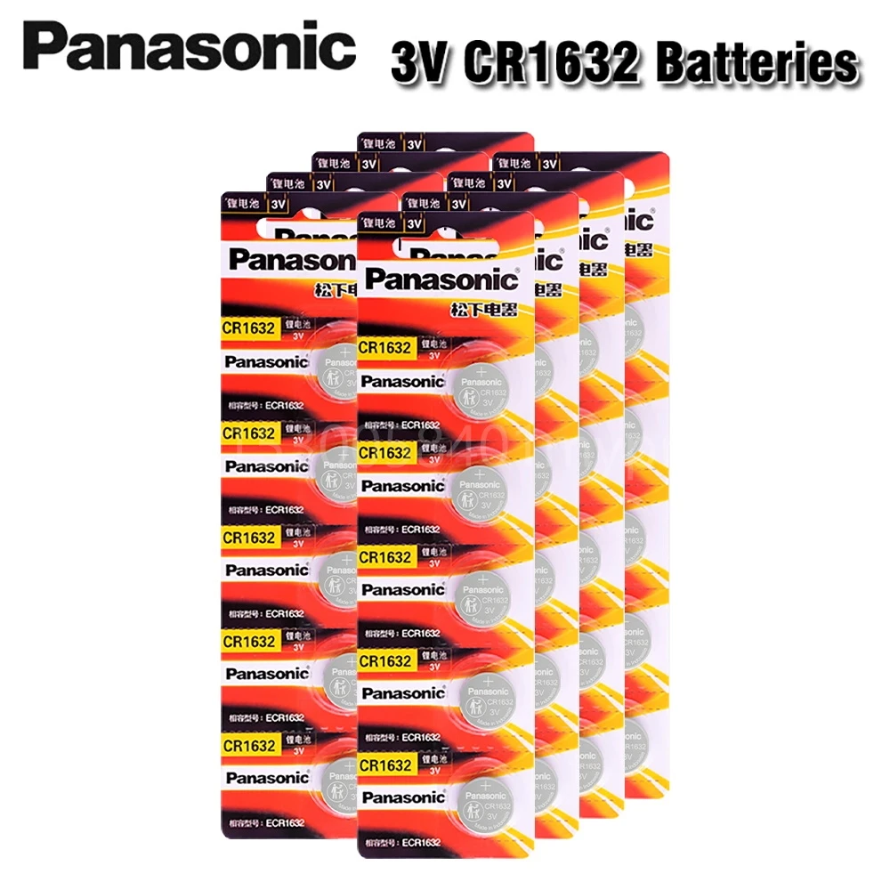 

Часовая батарейка Panasonic CR1632, батарейки для монет CR1632, автомобильный пульт дистанционного управления, электрическая сигнализация, литиевая ...