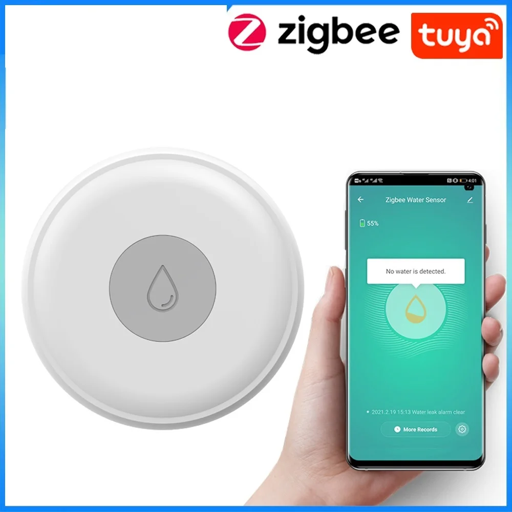 

Датчик утечки воды Tuya ZigBee, детектор утечки воды для умного дома, работает с концентратором Tuya Zigbee