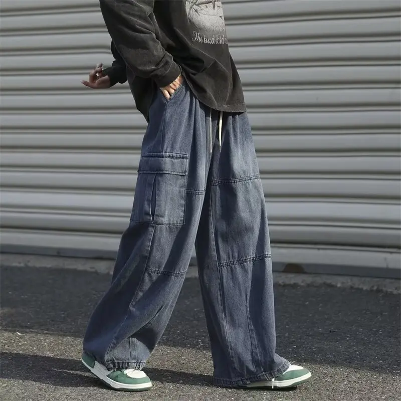 DEEPTOWN Classic Baggy Jeans Men Japanese Denim Oversize Pants Black Wide Leg Trousers Male Loose Casual Streetwear Hip Hop