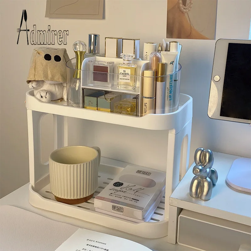 

Double Layer Desktop Cosmetics Shelf Dormitory Bathroom Dresser Household Kitchen Storage Rack Tissue Box