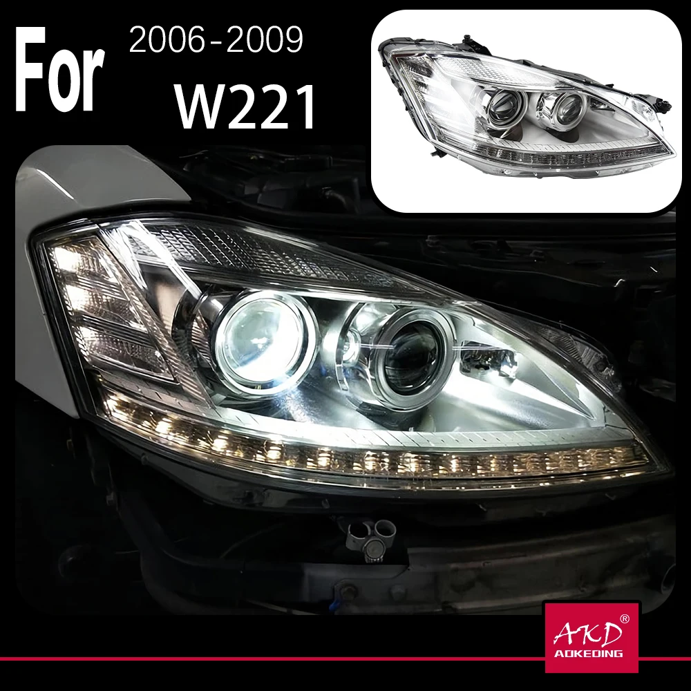 

AKD автостайлинг фары для Benz W221 фары 2006-2009 S300 S400 фары светодиодные DRL сигнал Hid Биксеноновые автомобильные аксессуары