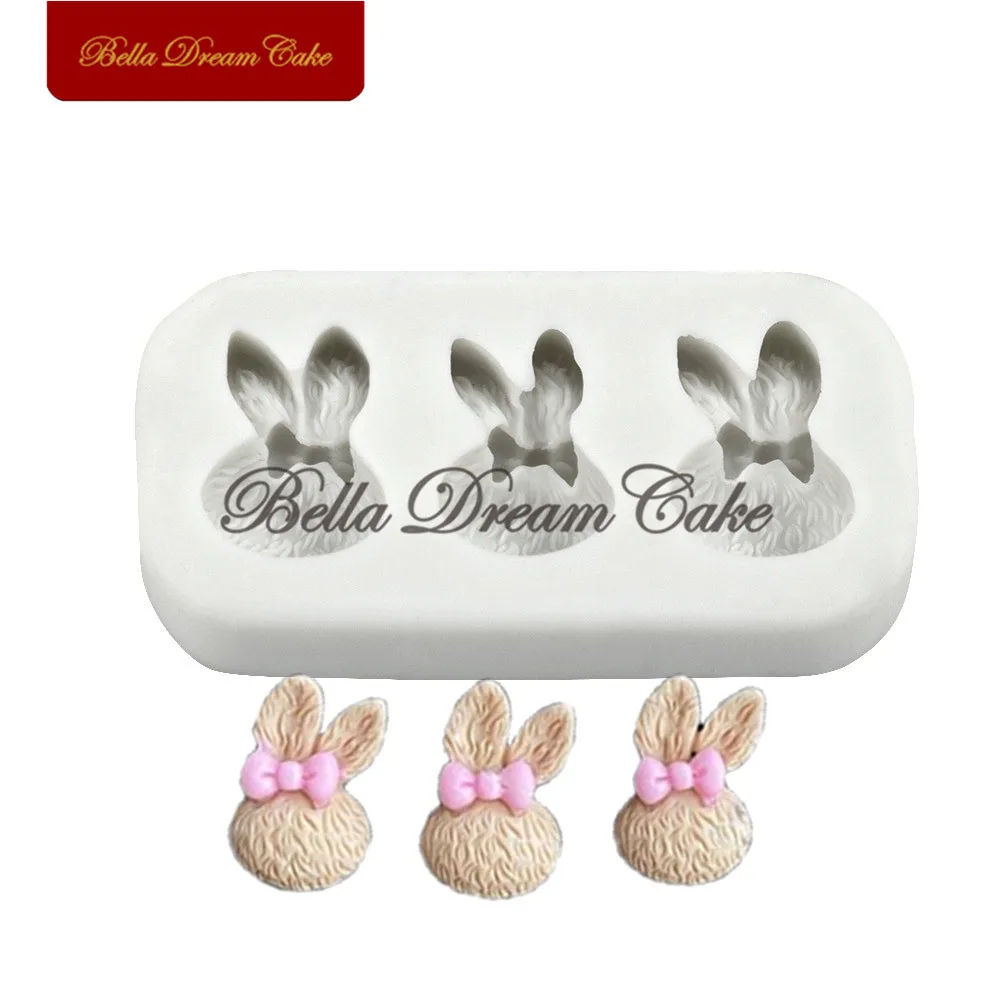 

Mini Easter Bow Bunny Silicone Mold 3D Fondant Chocolate Mould DIY Handmade Clay Molds Cake Decorating Tools Baking Accessories