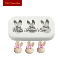 mini easter bow bunny silicone mold 3d fondant chocolate mould diy handmade clay molds cake decorating tools baking accessories