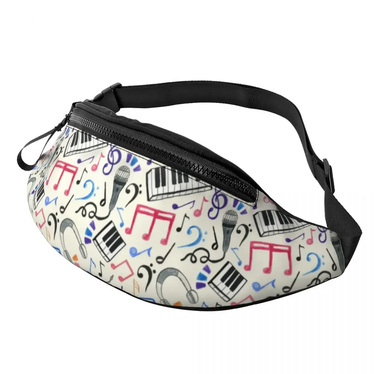 

Good Beat Music Notes Fanny Pack Women Men Classic Music Piano Lover Crossbody Waist Bag for Camping Biking Phone Money Pouch