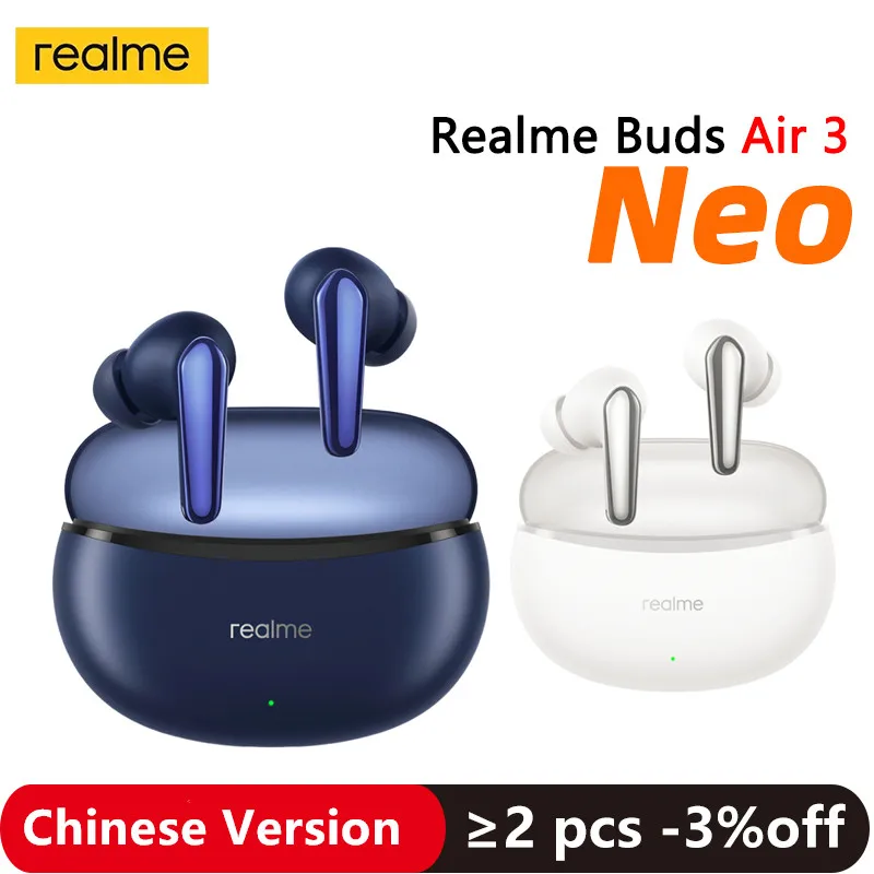 

Realme Buds Air 3 Neo Earphone 30-hour Long Battery Life AI ENC Call Noise Cancellation 88ms Ultra-low Latency IPX5 Waterproof