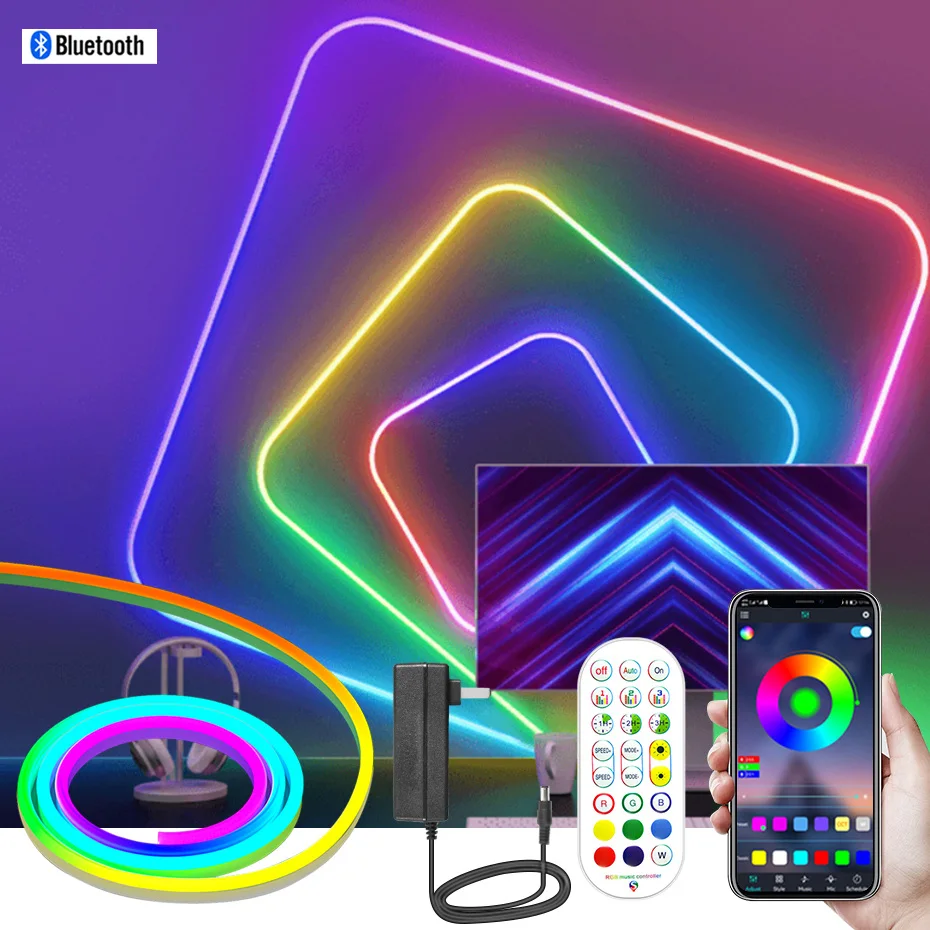 Умные светодиодные неоновые полосы освещают ленту Dreamcolor RGB DC12V Bluetooth контроля