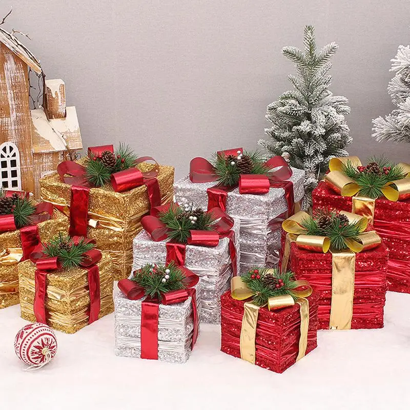 Assorted Sizes Gift Boxes Cloth Box Festival Decors For Christmas Wedding Courtyard