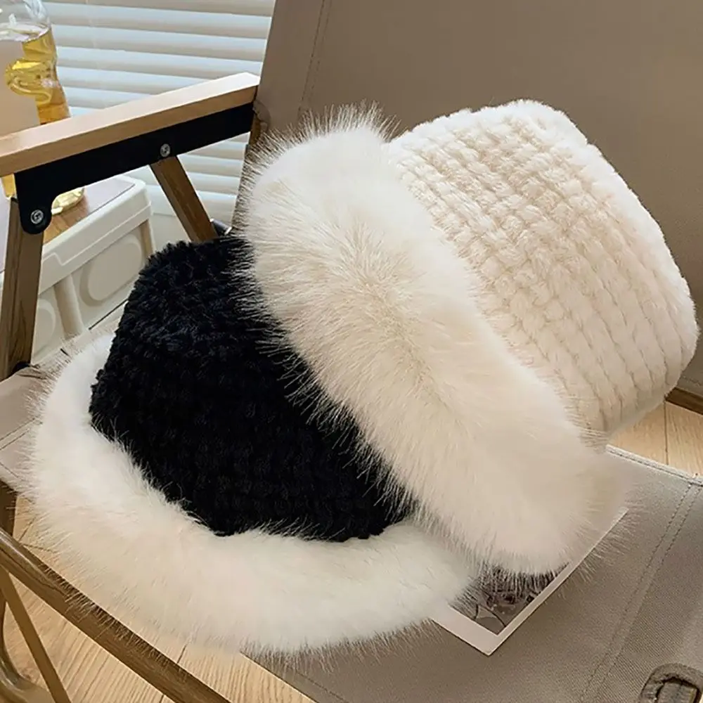 Зимняя теплая шапка из искусственного меха однотонные ветрозащитные Панамы