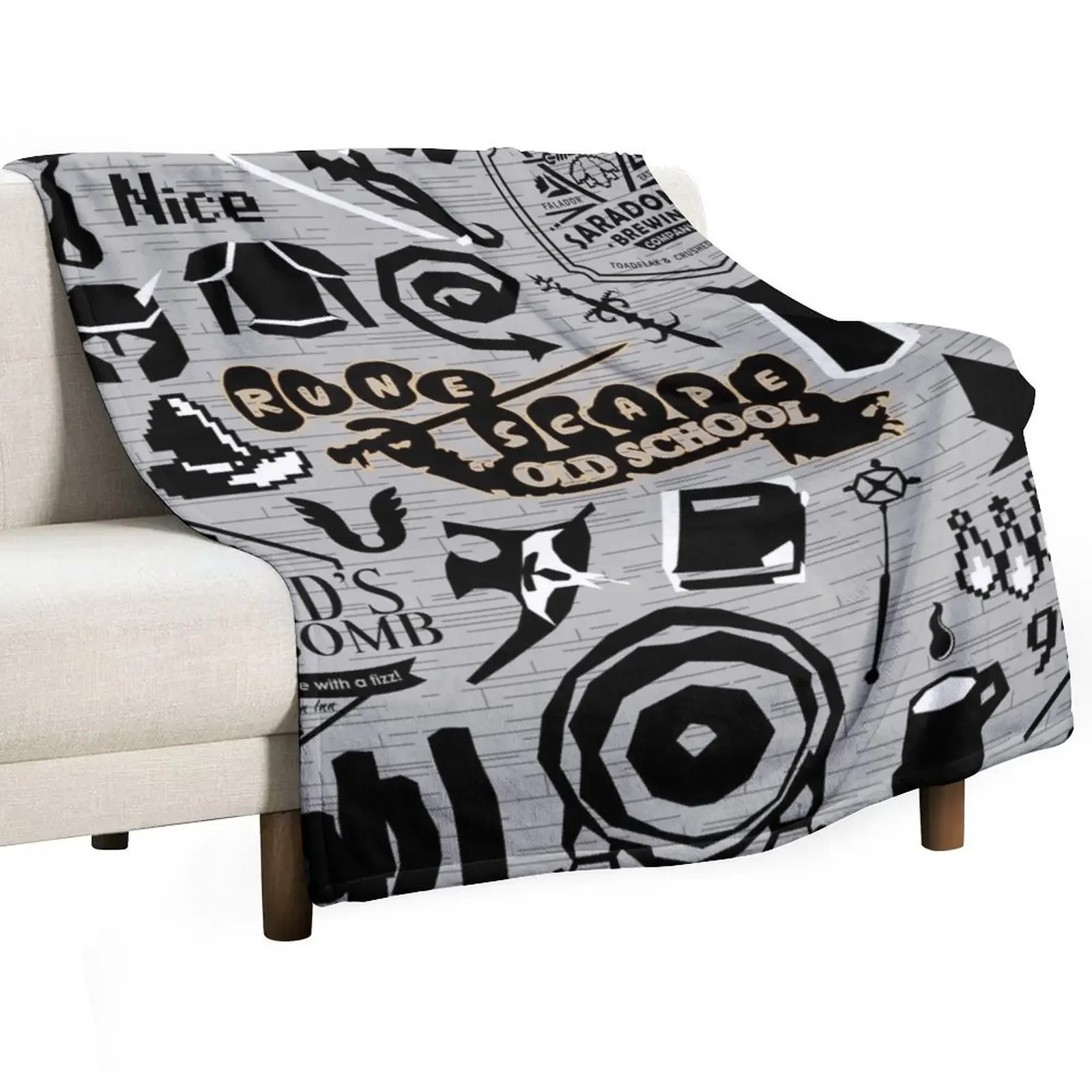 Олдскульный культовый силуэт изображений настольный коврик OSRS одеяло забавный