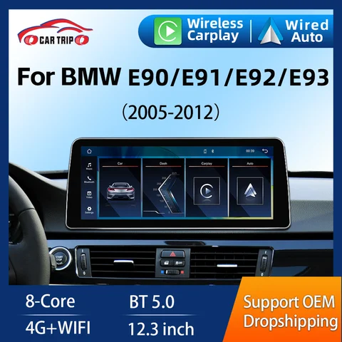 Беспроводной Apple CarPlay 1920*720 для BMW 3 серии E90 E91 E92 E93 без системы, мультимедийный экран, левый пептид