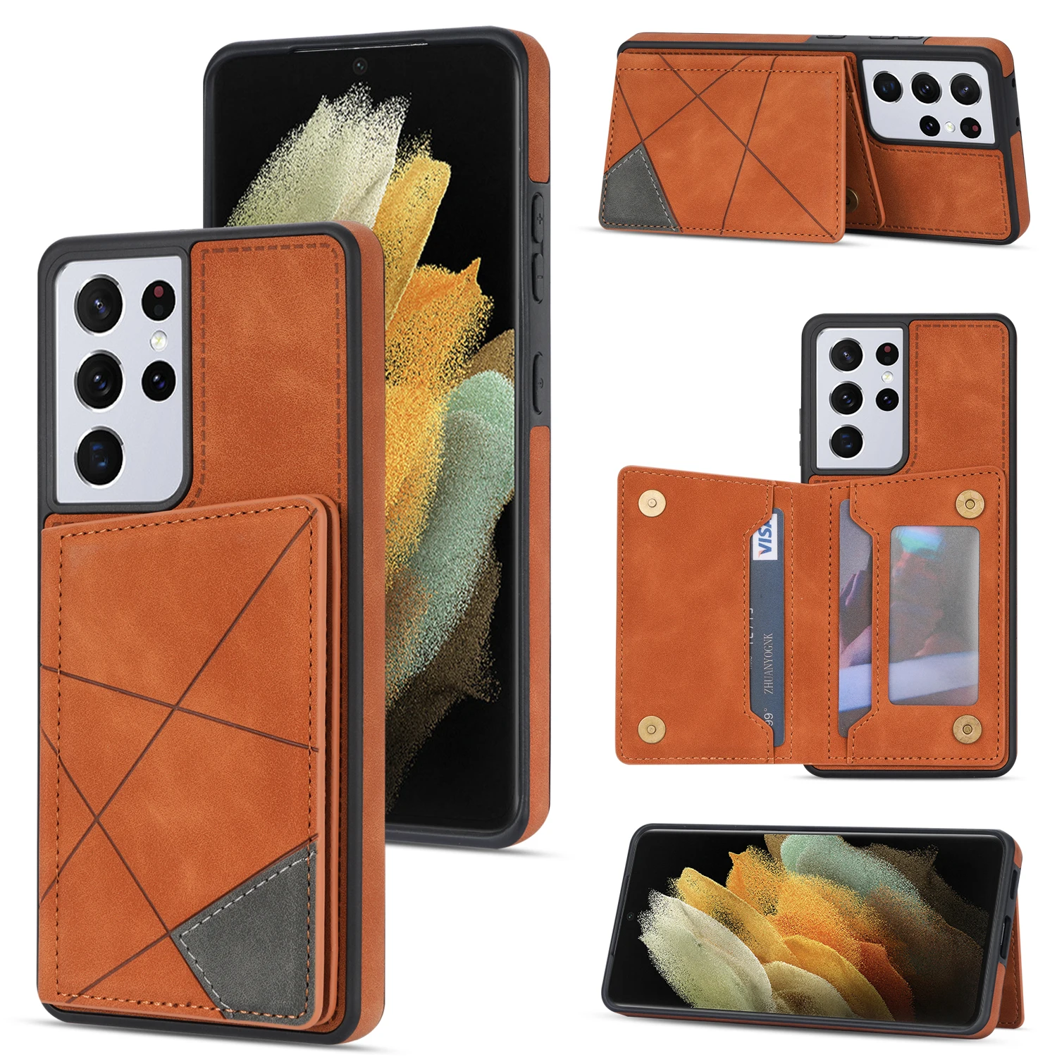 

DG.MING for SAMSUNG Galaxy S20 S21 S22 Ultra Note 20Ultra Luxury 2 In 1 Leather Wallet Case Assembled with Protecting Back Cover