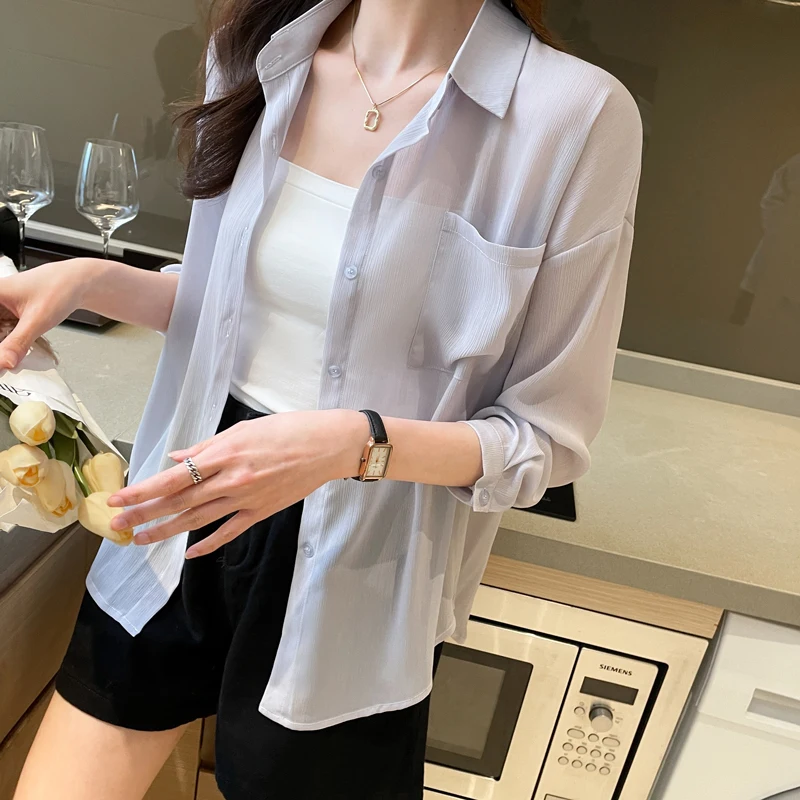 

Tops Blouse for Woman Covers Women Thin Coat Casual Lace Summer Sun Protection Clothes Female Cardigan Shirt Clothing 8116C