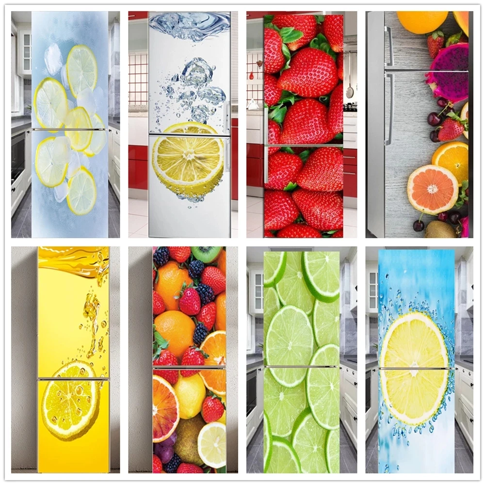 

3D Fruit Self Adhesive Dishwasher Refrigerator Wrap Freezer Sticker Kid's Art Fridge Door Cover Wallpaper Kitchen Accessories