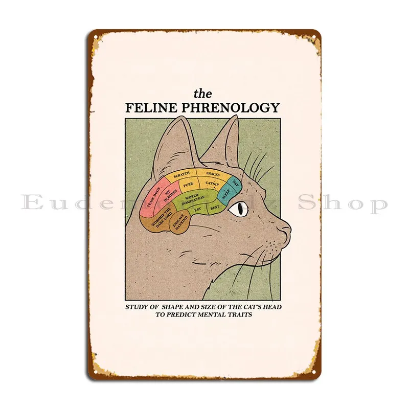 

The Feline Phrenology Metal Sign Pub Painting Custom Design Cinema Tin Sign Poster