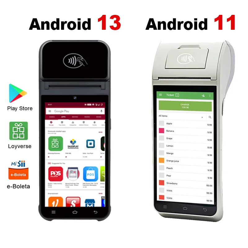 Портативный терминальный POS-принтер Android 13 портативный 58 мм Термопринтер для
