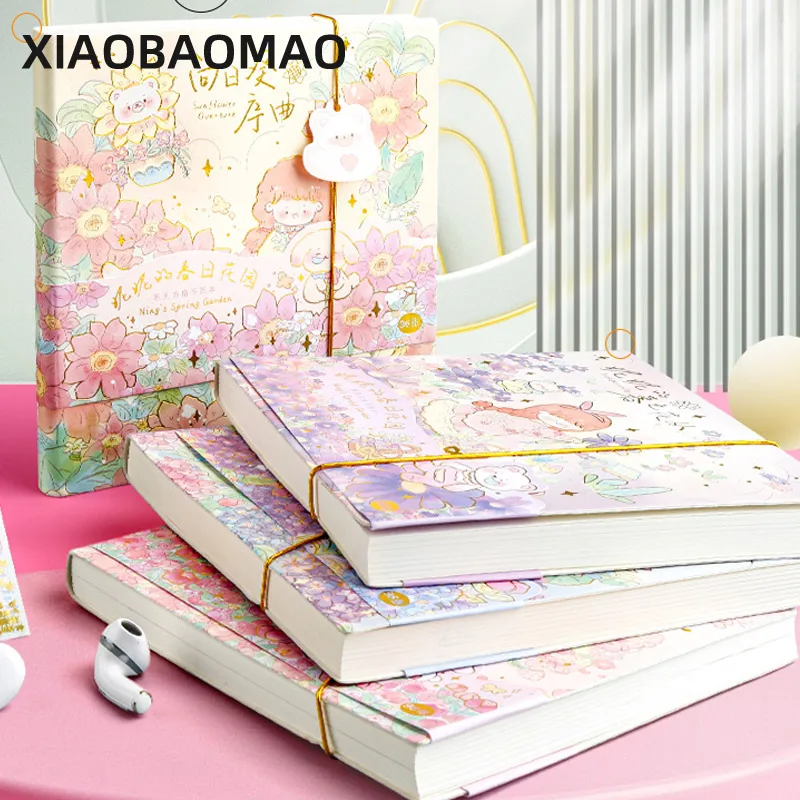 2022 planner girl cartoon checkered notebook notepad for daily weekly plan kawaii diary notebook